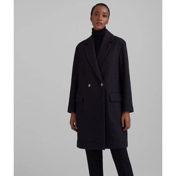 Club Monaco Size Small Wool Blend Black Double-Breasted Coat - Picture 9 of 10